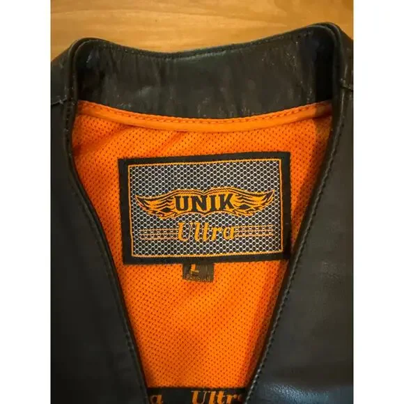 UNIK WOMEN'S MOTORCYCLE LEATHER VEST Side Laced Size Large Lined - Picture 2 of 7